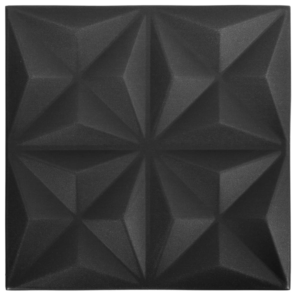 3D стенни панели, 24 бр, 50x50 см, оригами черно, 6 кв.м.
