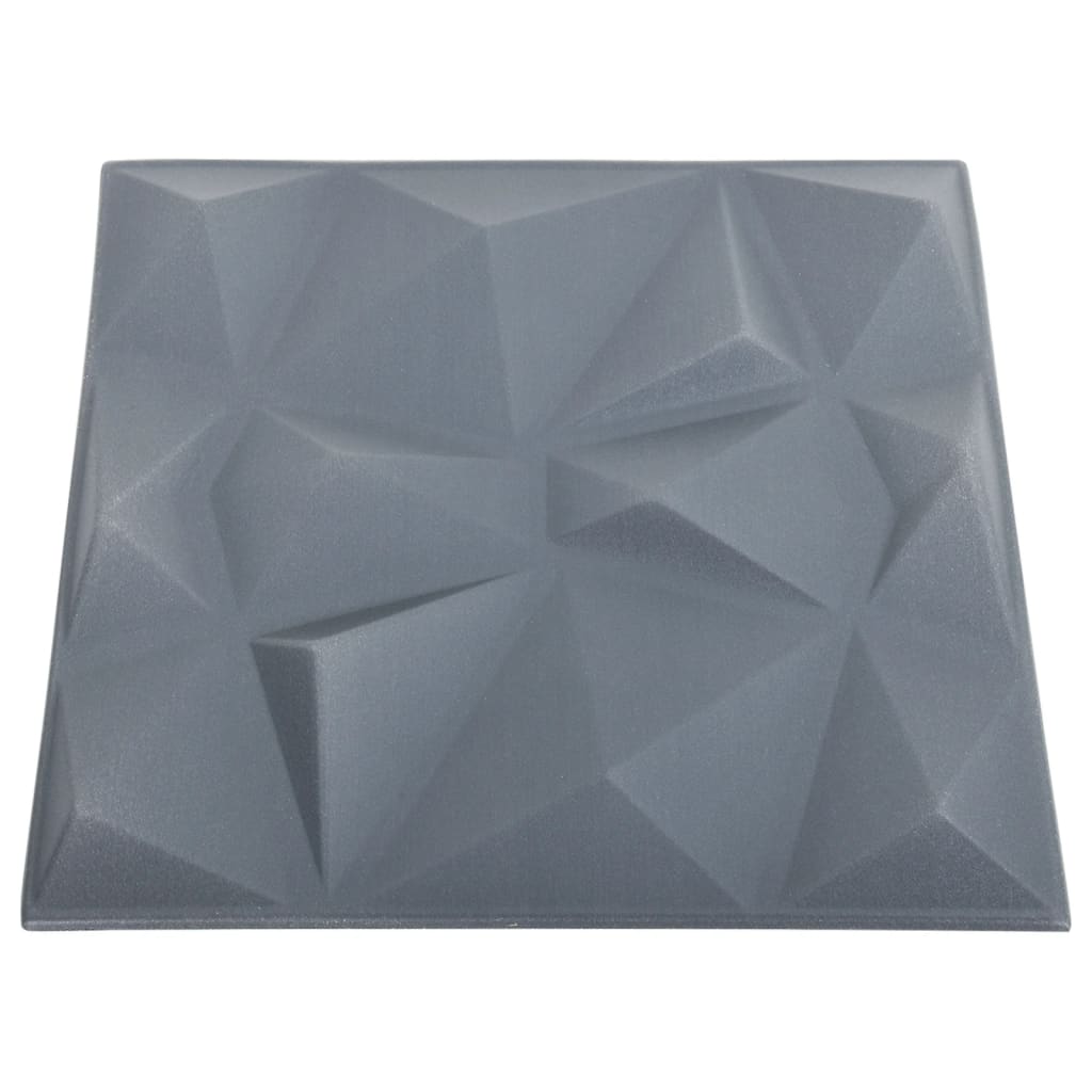 3D стенни панели, 48 бр, 50x50 см, диамантено сиво, 12 кв.м.