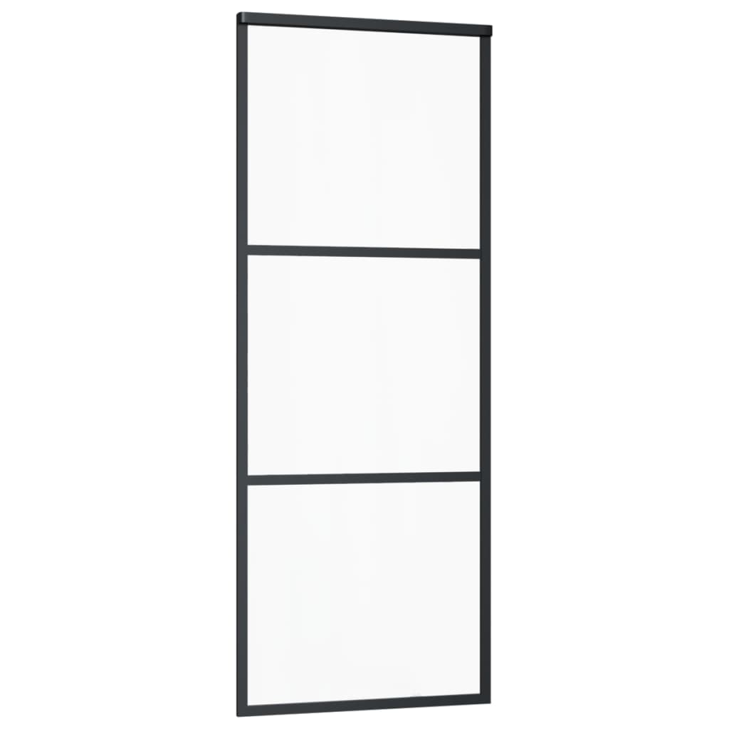 Плъзгаща врата, ESG стъкло и алуминий, 76x205 см, черна