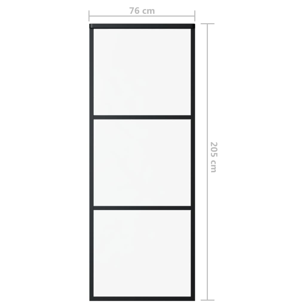 Плъзгаща врата, ESG стъкло и алуминий, 76x205 см, черна