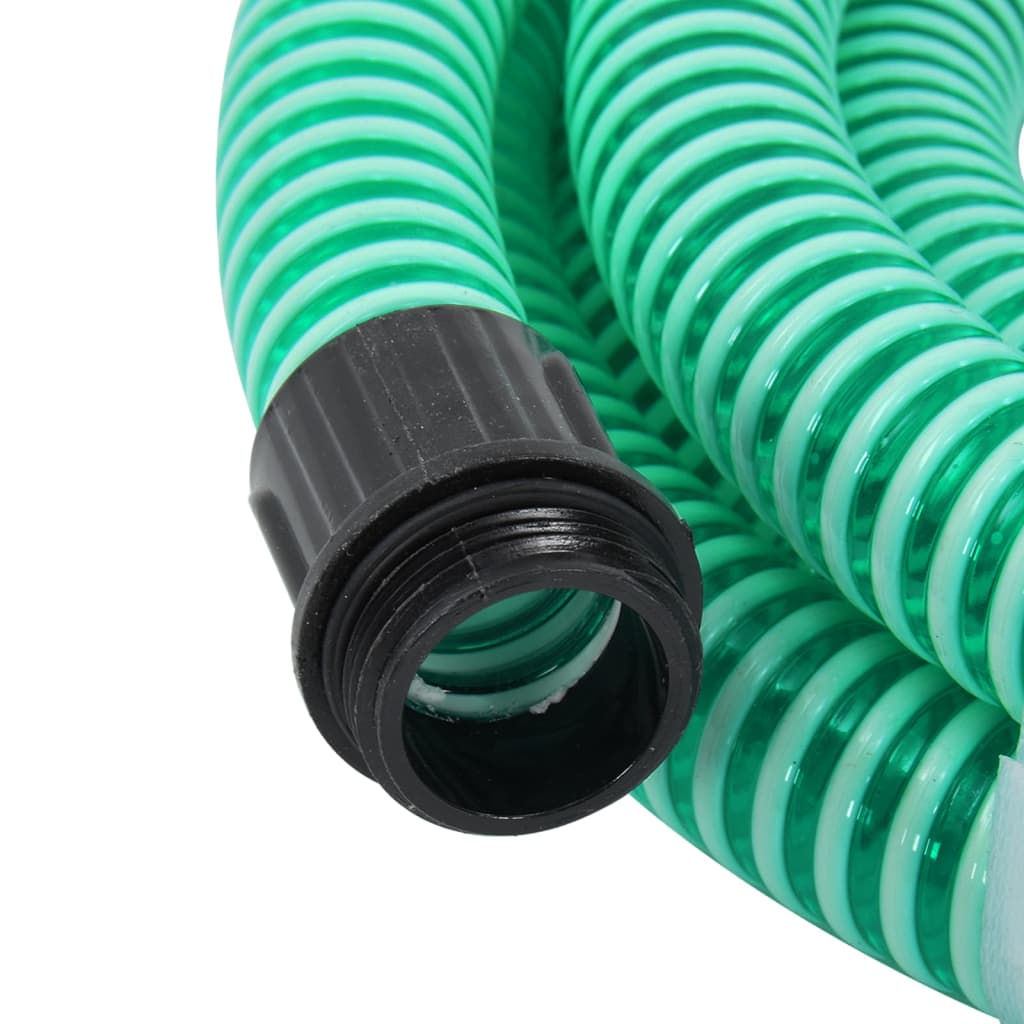 Смукателен маркуч с месингови съединители, 5 м, 25 мм, зелен