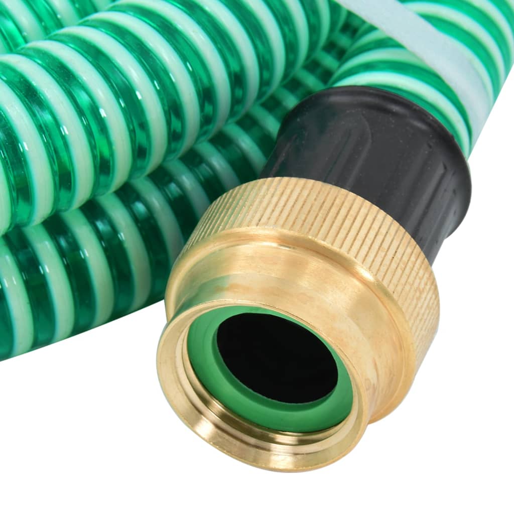 Смукателен маркуч с месингови съединители, 25 м, 25 мм, зелен