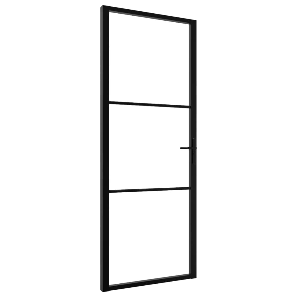 Интериорна врата, ESG стъкло и алуминий, 76x201,5 см, черна