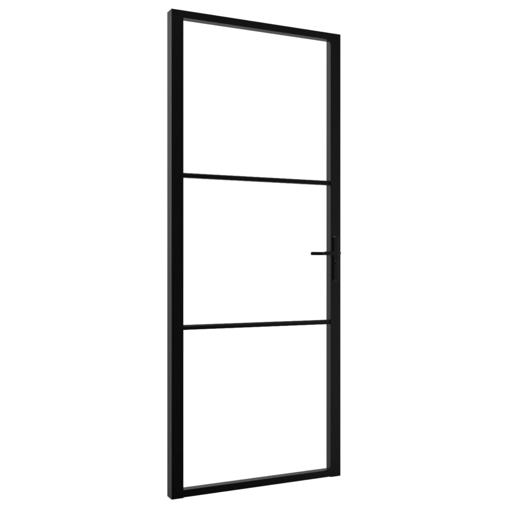 Интериорна врата, ESG стъкло и алуминий, 83x201,5 см, черна