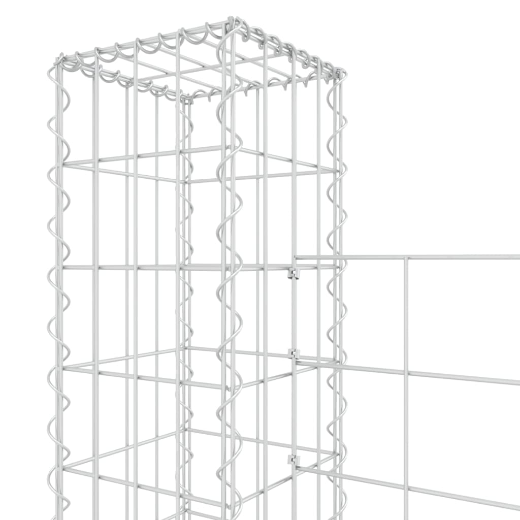 U-образна габионна кошница с 2 стълба, желязо, 140x20x150 см