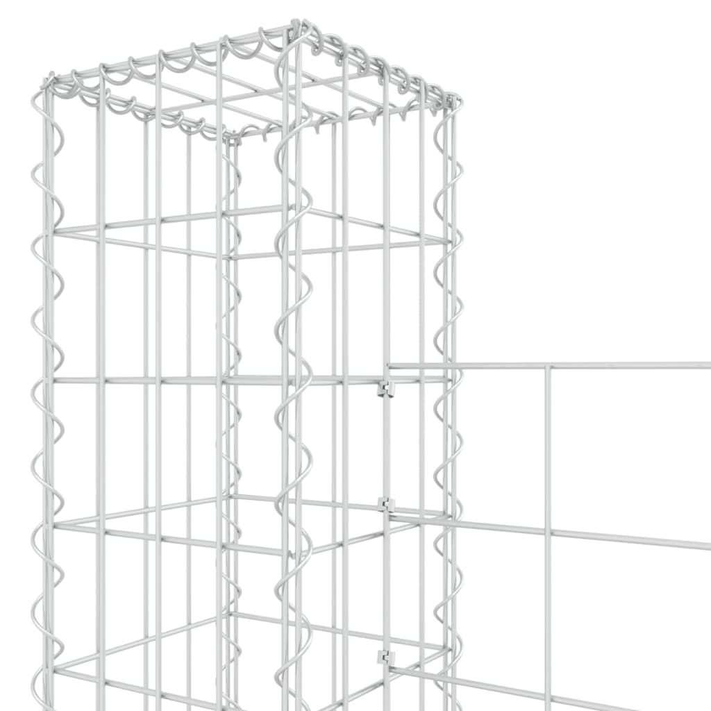 U-образна габионна кошница с 3 стълба, желязо, 260x20x200 см