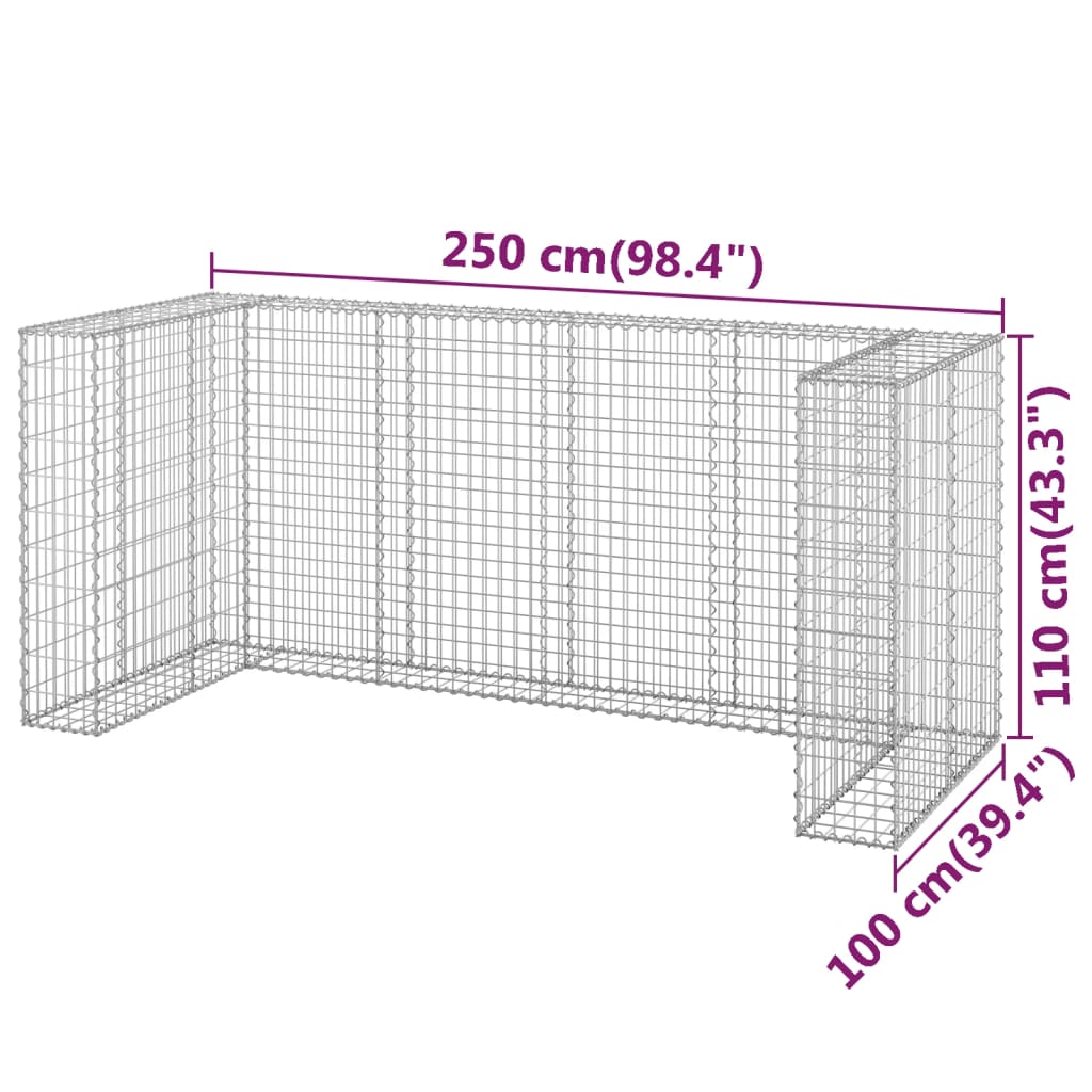 Габионна стена за контейнери поцинкована стомана 254x100x110 см