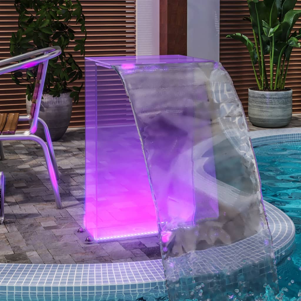 Фонтан за басейн с RGB светодиоди, акрил, 51 см
