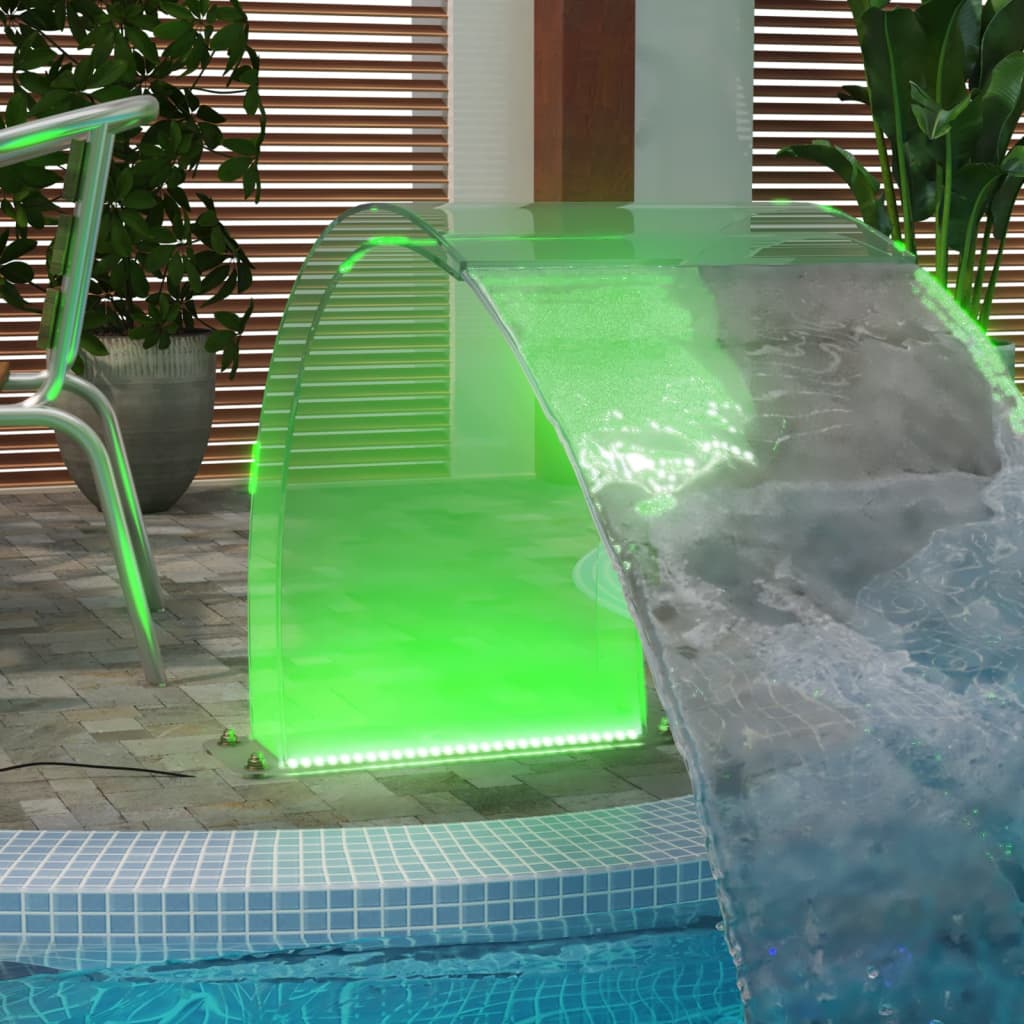 Фонтан за басейн с RGB светодиоди, акрил, 50 см