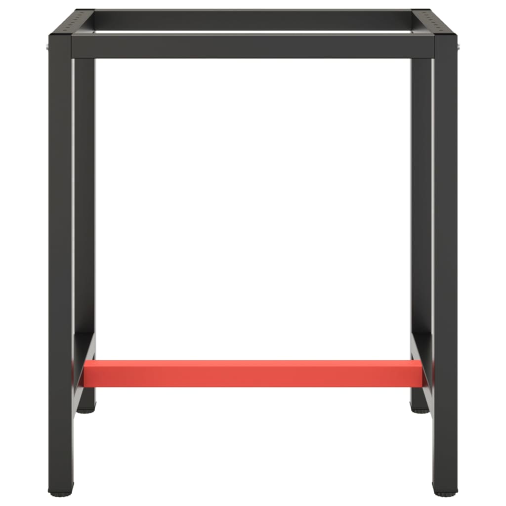 Рамка за работна маса матово черно и червено 70x50x79 см метал 