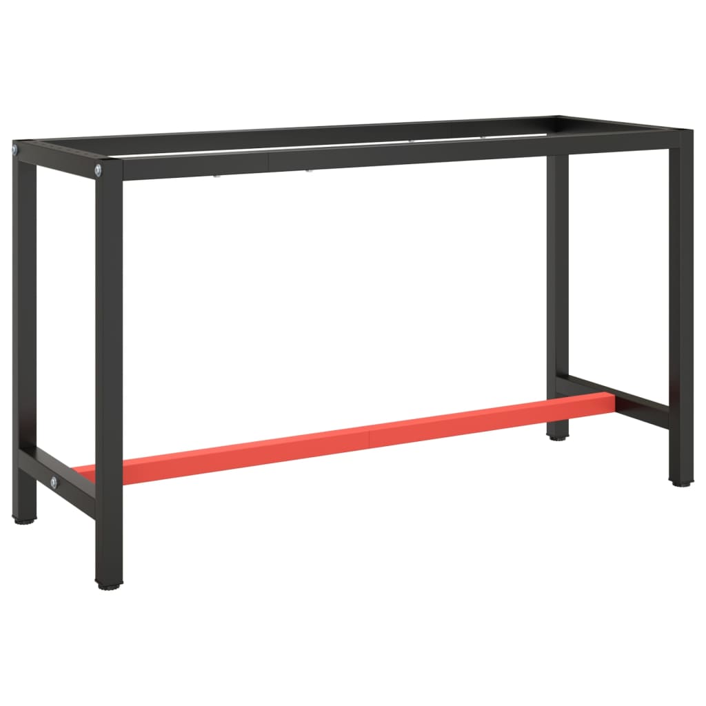 Рамка за работна маса матово черно и червено 140x50x79 см метал