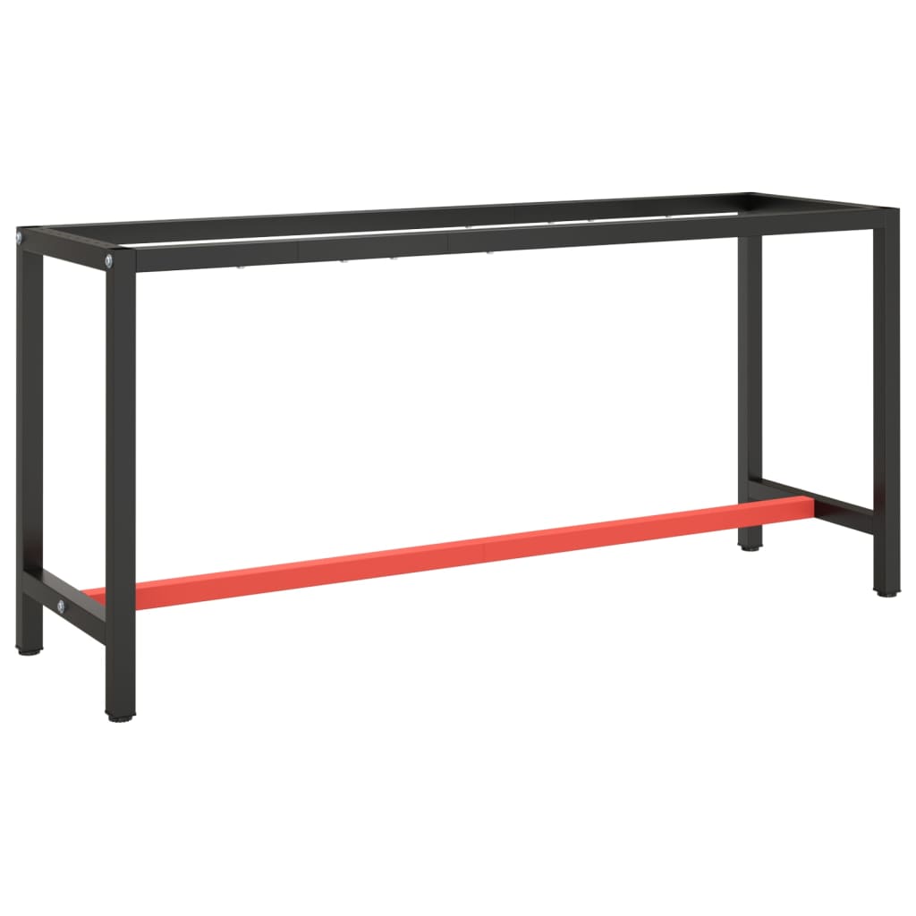 Рамка за работна маса матово черно и червено 170x50x79 см метал
