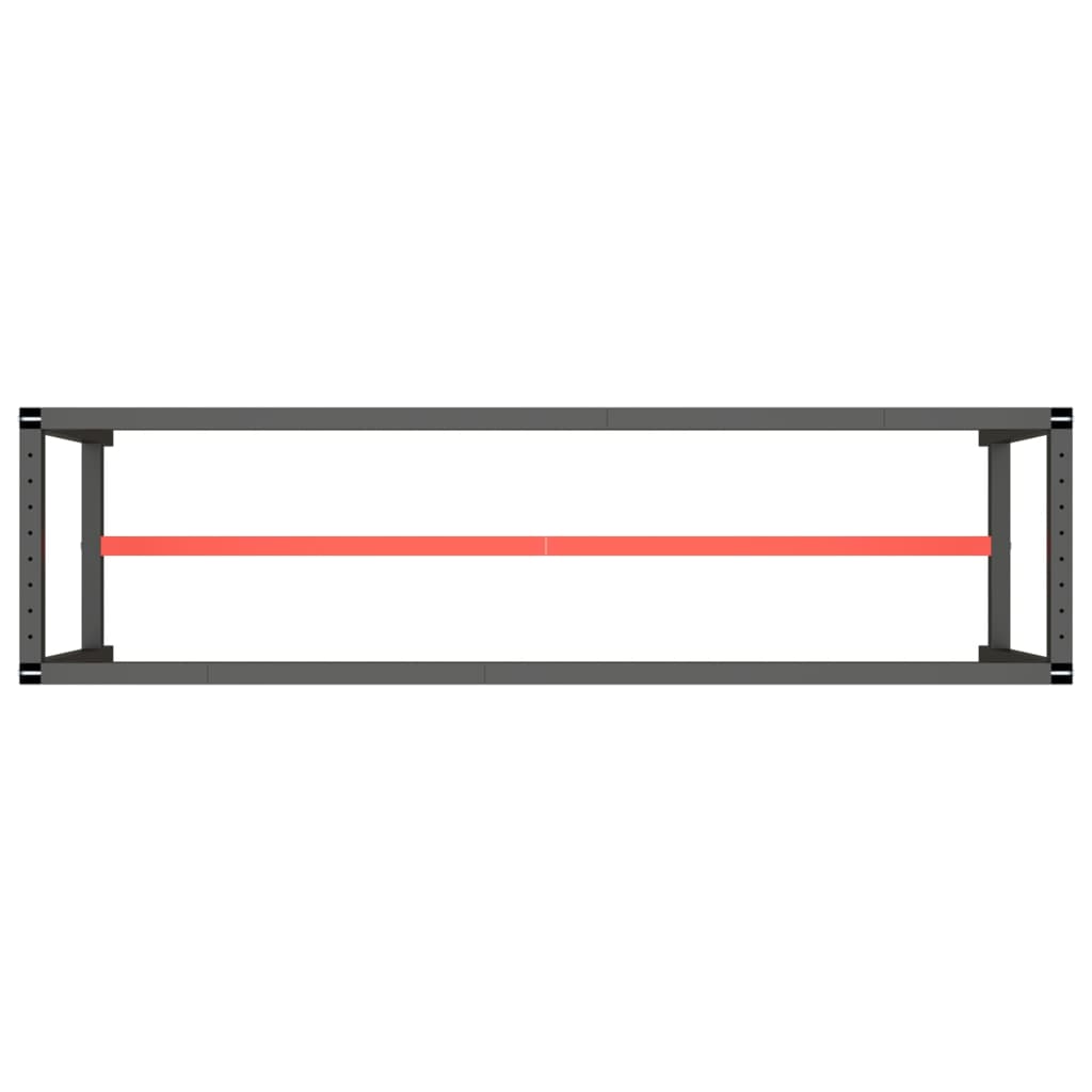 Рамка за работна маса матово черно и червено 190x50x79 см метал