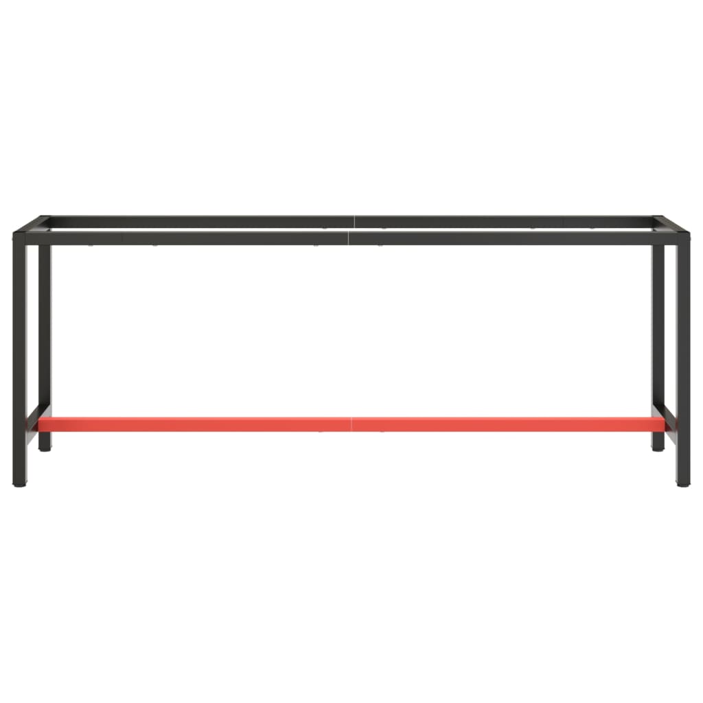 Рамка за работна маса матово черно и червено 210x50x79 см метал