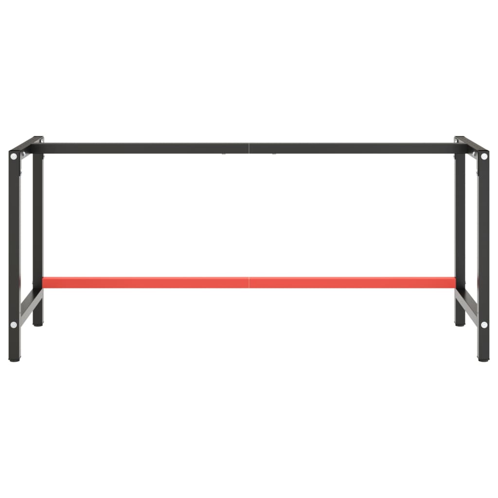 Рамка за работна маса матово черно и червено 180x57x79 см метал
