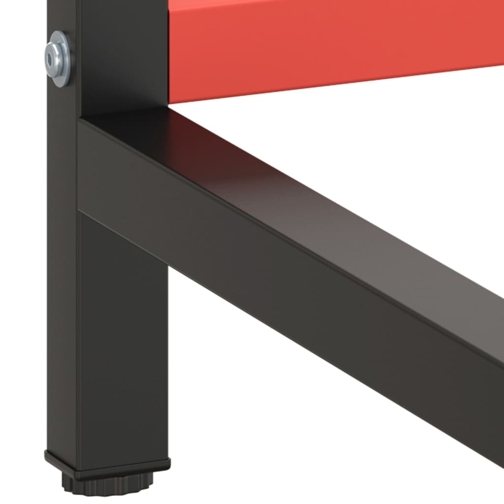 Рамка за работна маса матово черно и червено 180x57x79 см метал