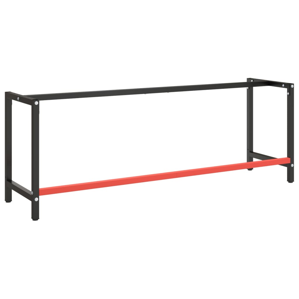 Рамка за работна маса матово черно и червено 220x57x79 см метал