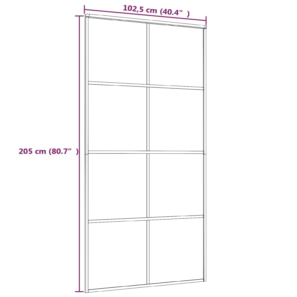 Плъзгаща се врата, черна, 102,5x205 см, ESG стъкло и алуминий 
