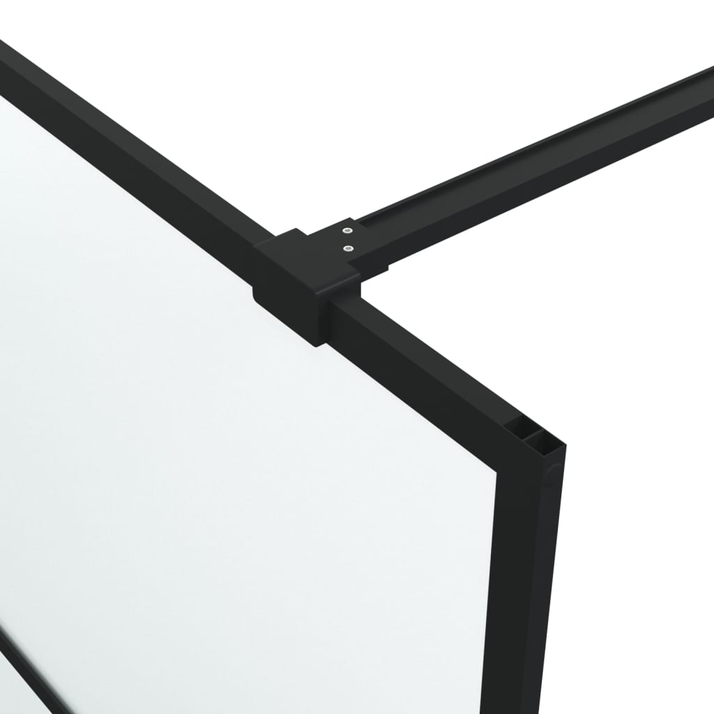 Параван за баня, черен, 100x195 см, матирано ESG стъкло