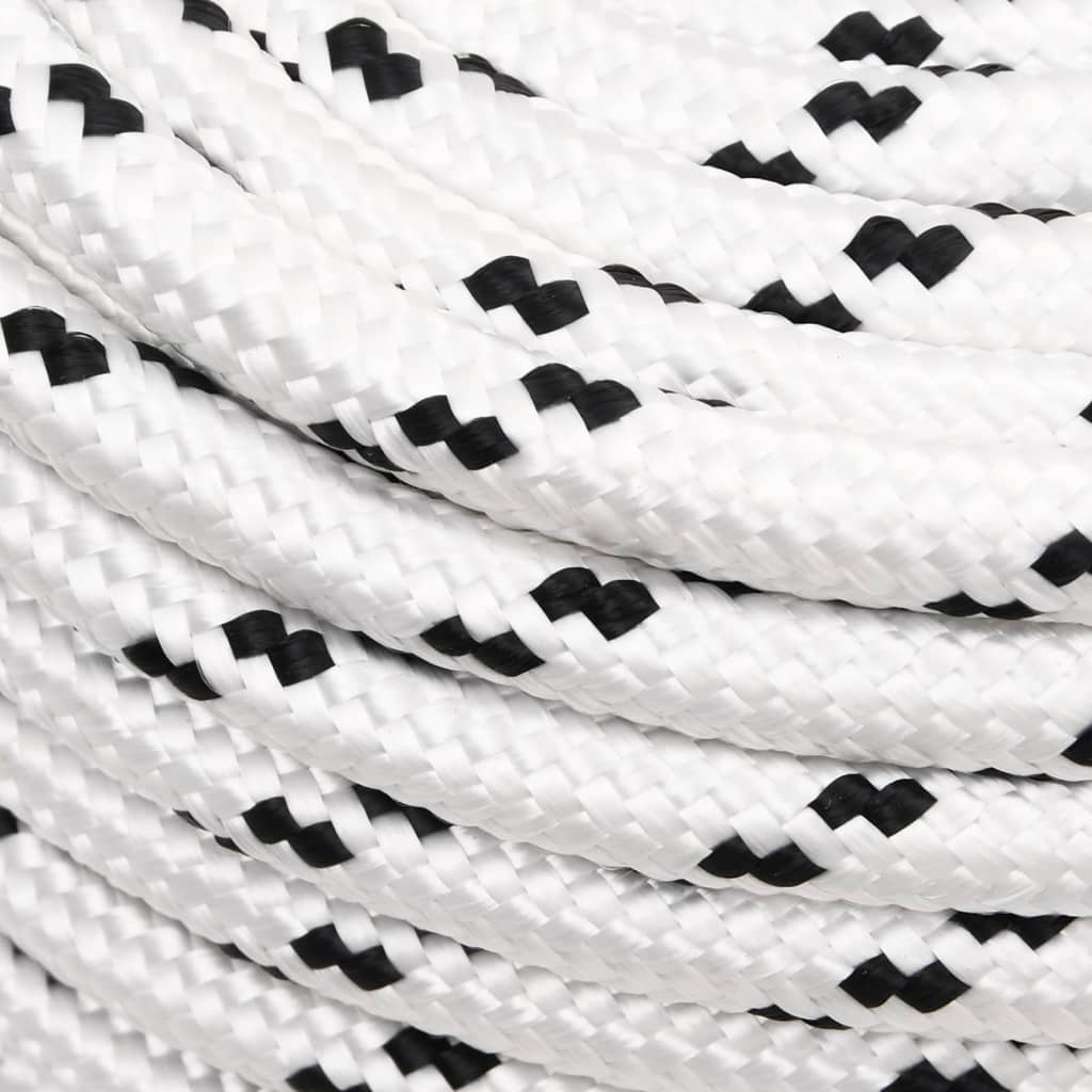 Плетено въже за лодка бяло 12 мм x 100 м полиестер