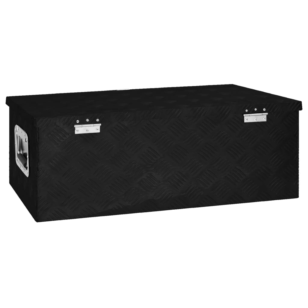 Кутия за съхранение, черна, 80x39x30 см, алуминий