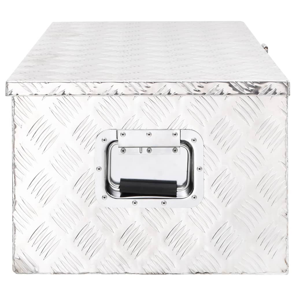 Кутия за съхранение, сребриста, 90x47x33,5 см, алуминий
