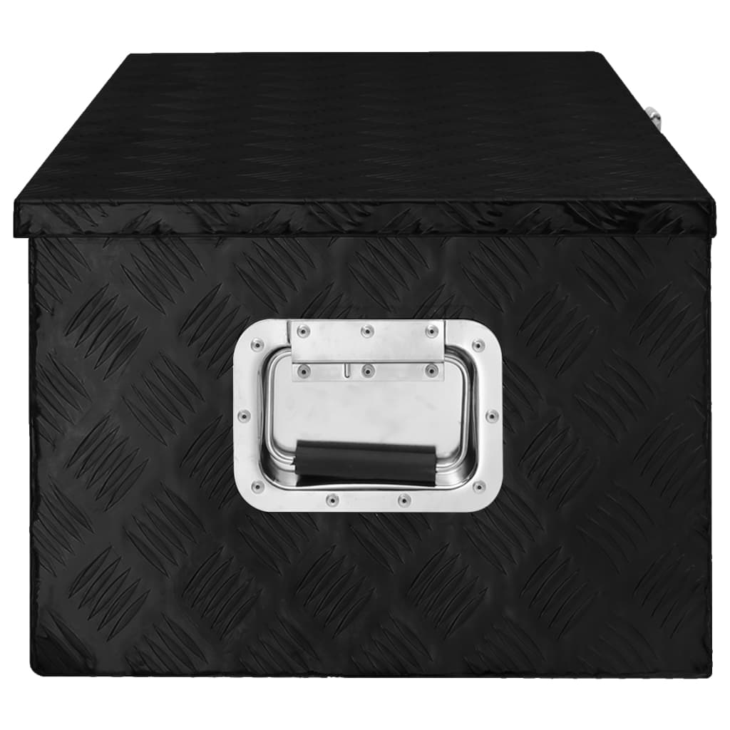 Кутия за съхранение, черна, 90x47x33,5 см, алуминий