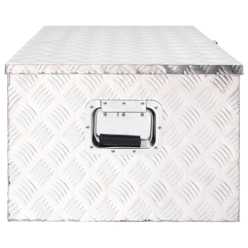 Кутия за съхранение, сребриста, 100x55x37 см, алуминий