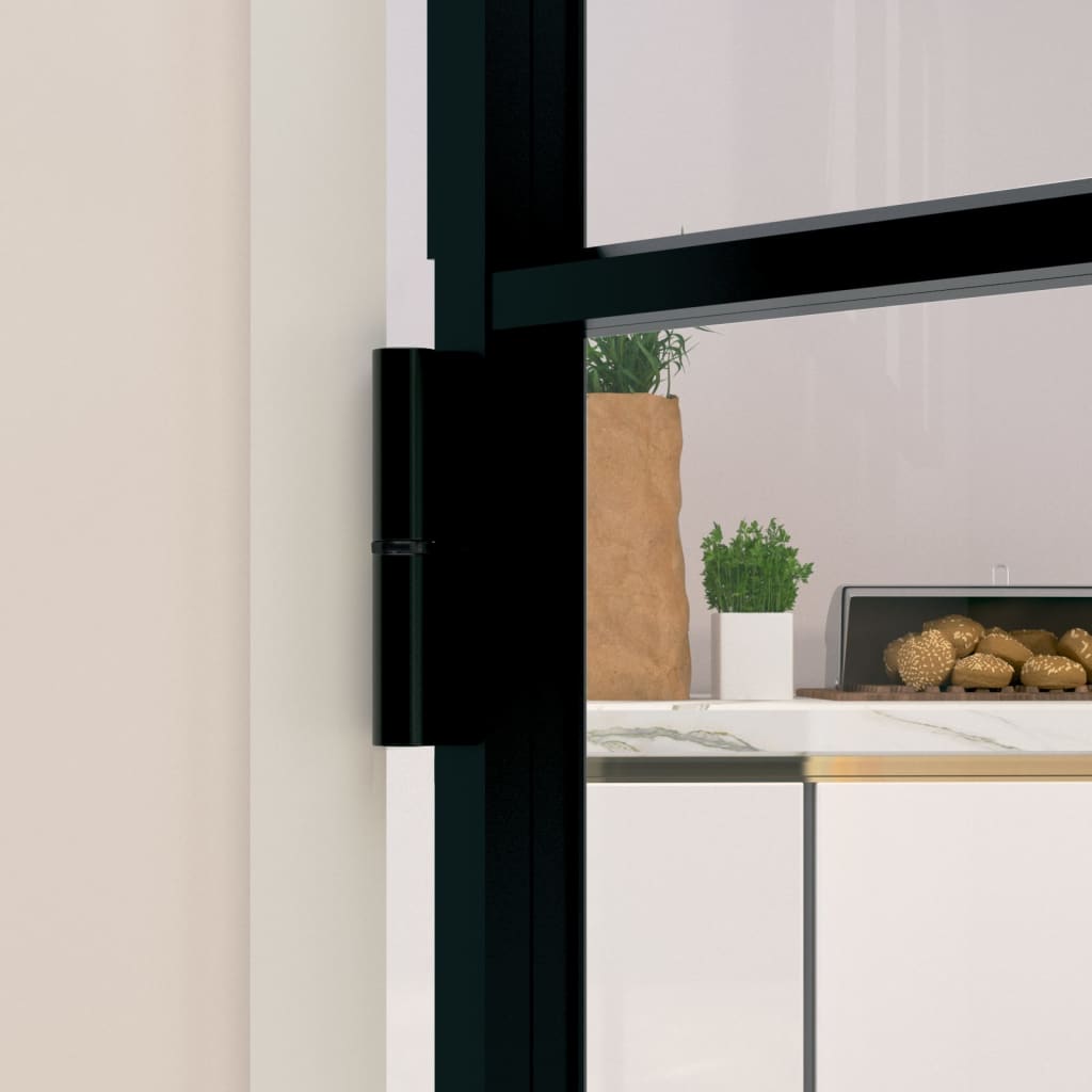 Интериорна врата черна 102x201,5 см закалено стъкло и алуминий