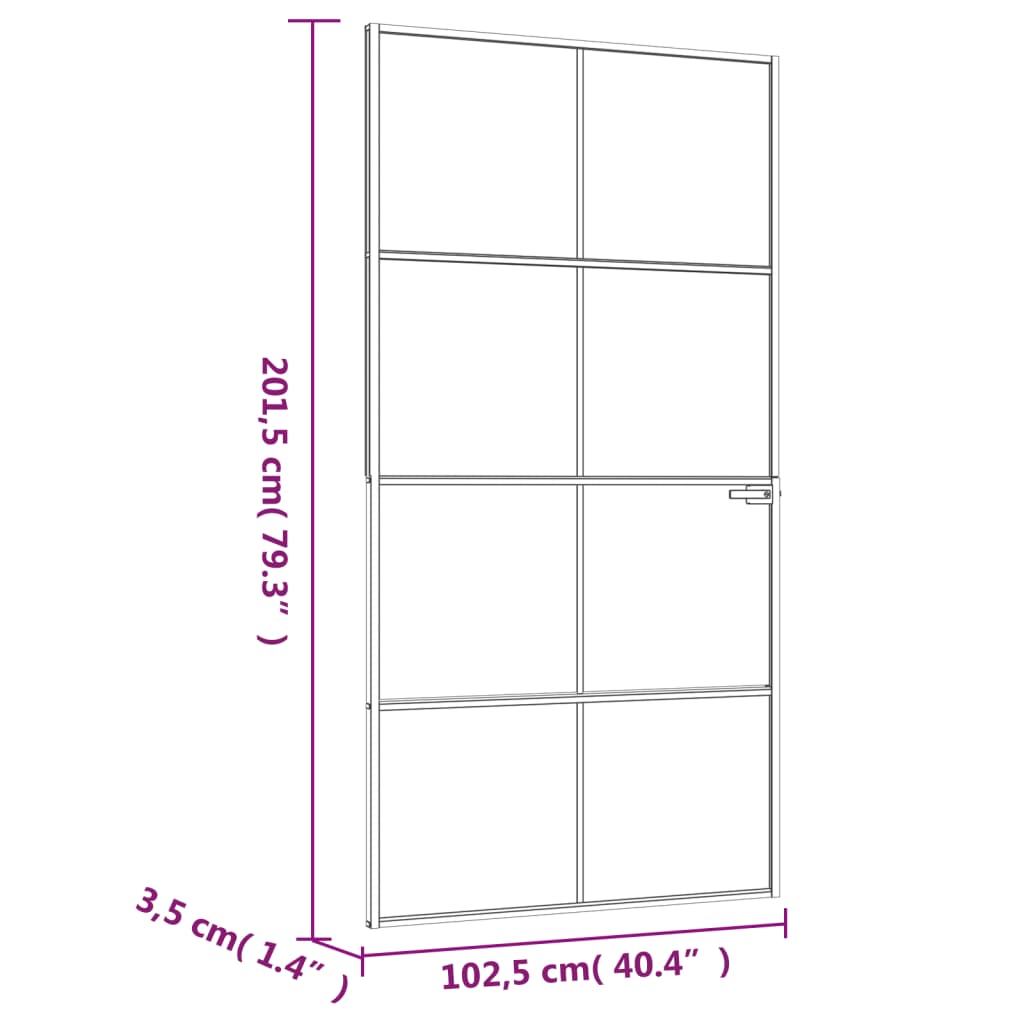 Интериорна врата черна 102x201,5см закалено стъкло и алуминий