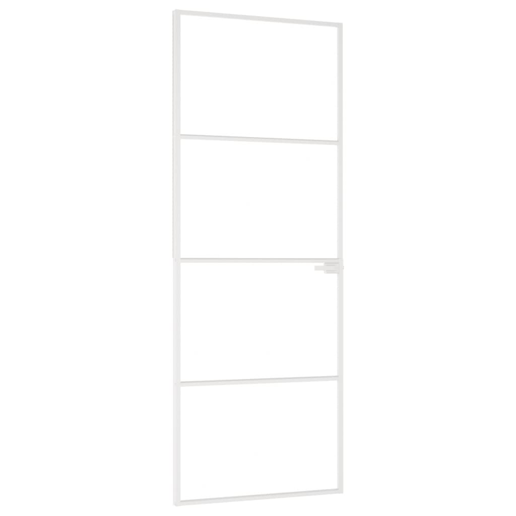 Интериорна врата бяла 76x201,5 см закалено стъкло и алуминий