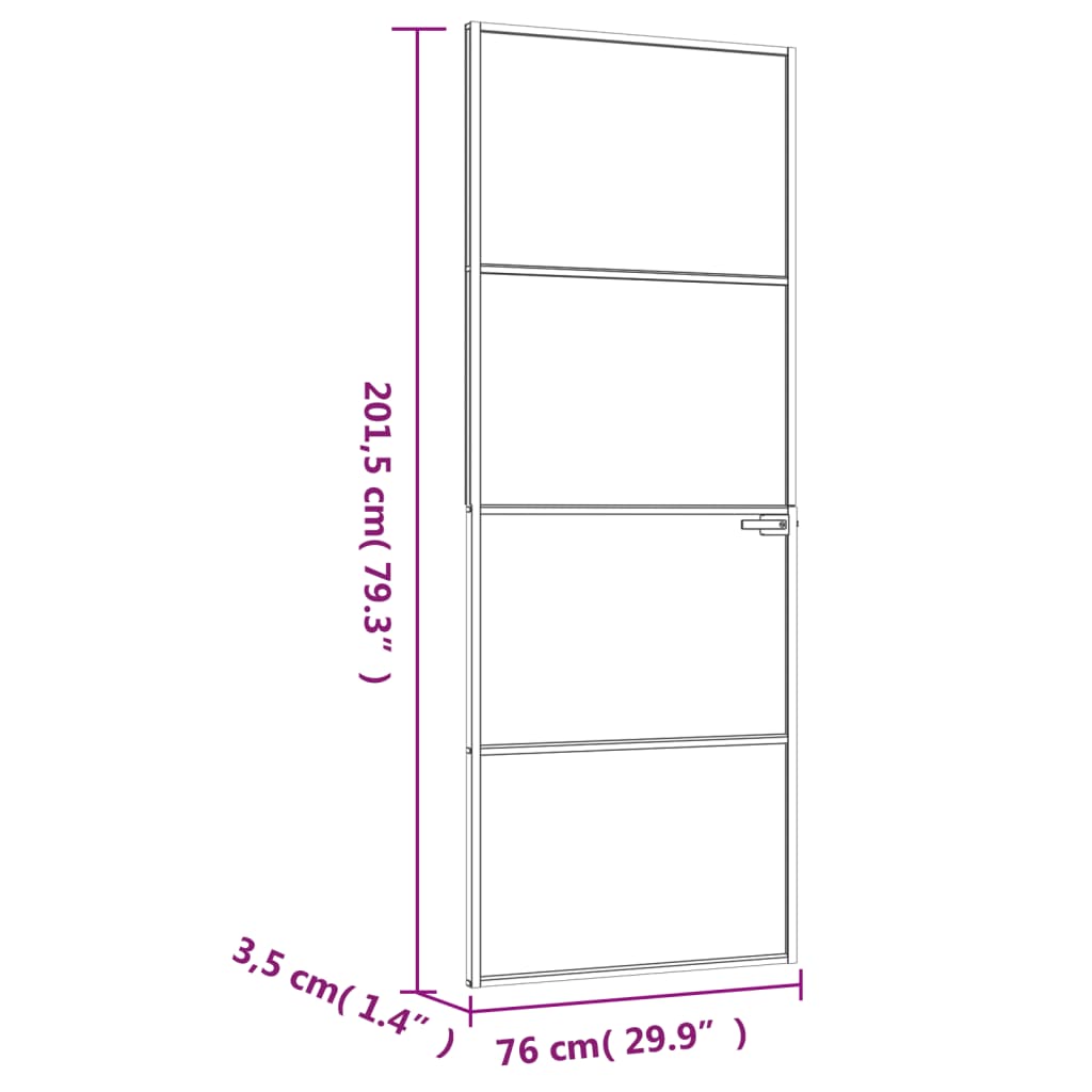 Интериорна врата бяла 76x201,5 см закалено стъкло и алуминий