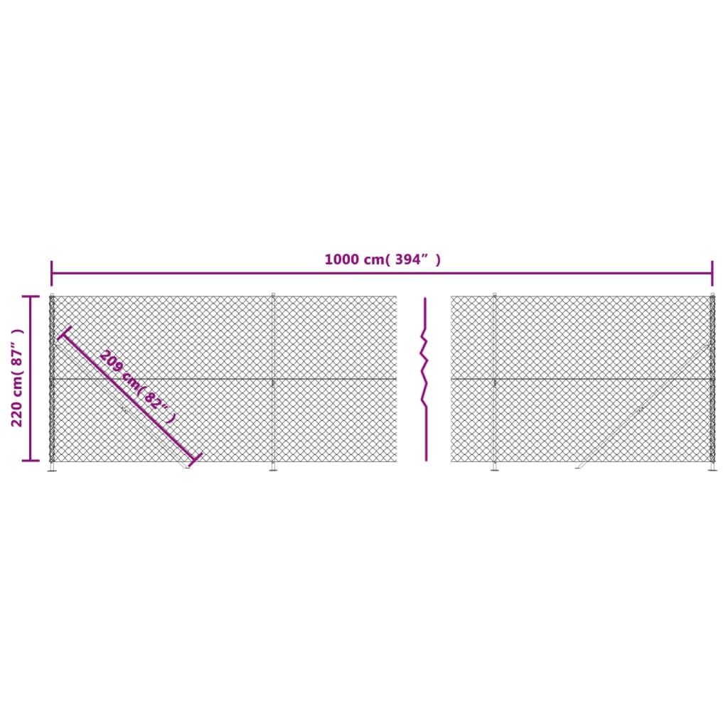Плетена оградна мрежа с фланец, сребриста, 2,2x10 м