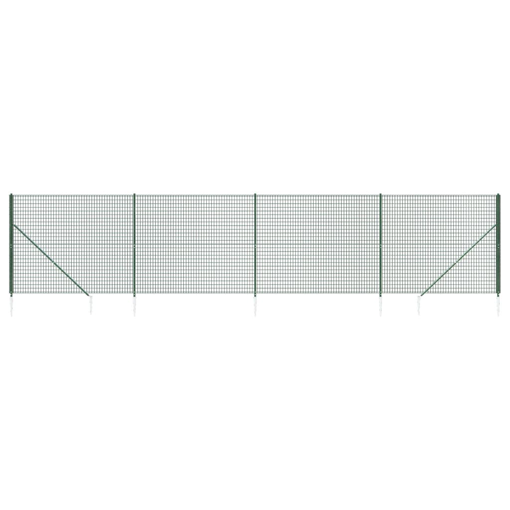 Ограда от телена мрежа с шипове, зелена, 1,4x10 м