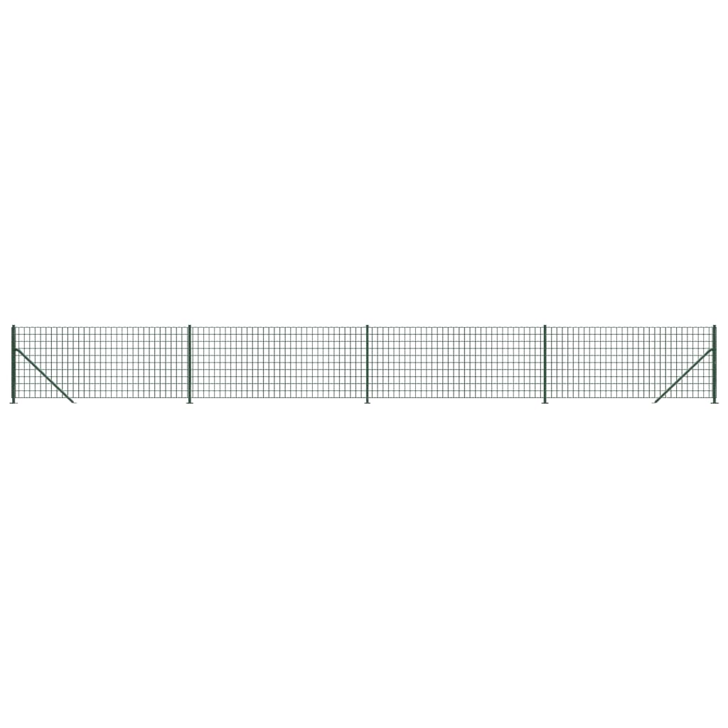 Плетена оградна мрежа с фланец, зелена, 1,1x10 м