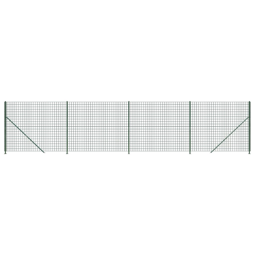 Плетена оградна мрежа с фланец, зелена, 2,2x10 м