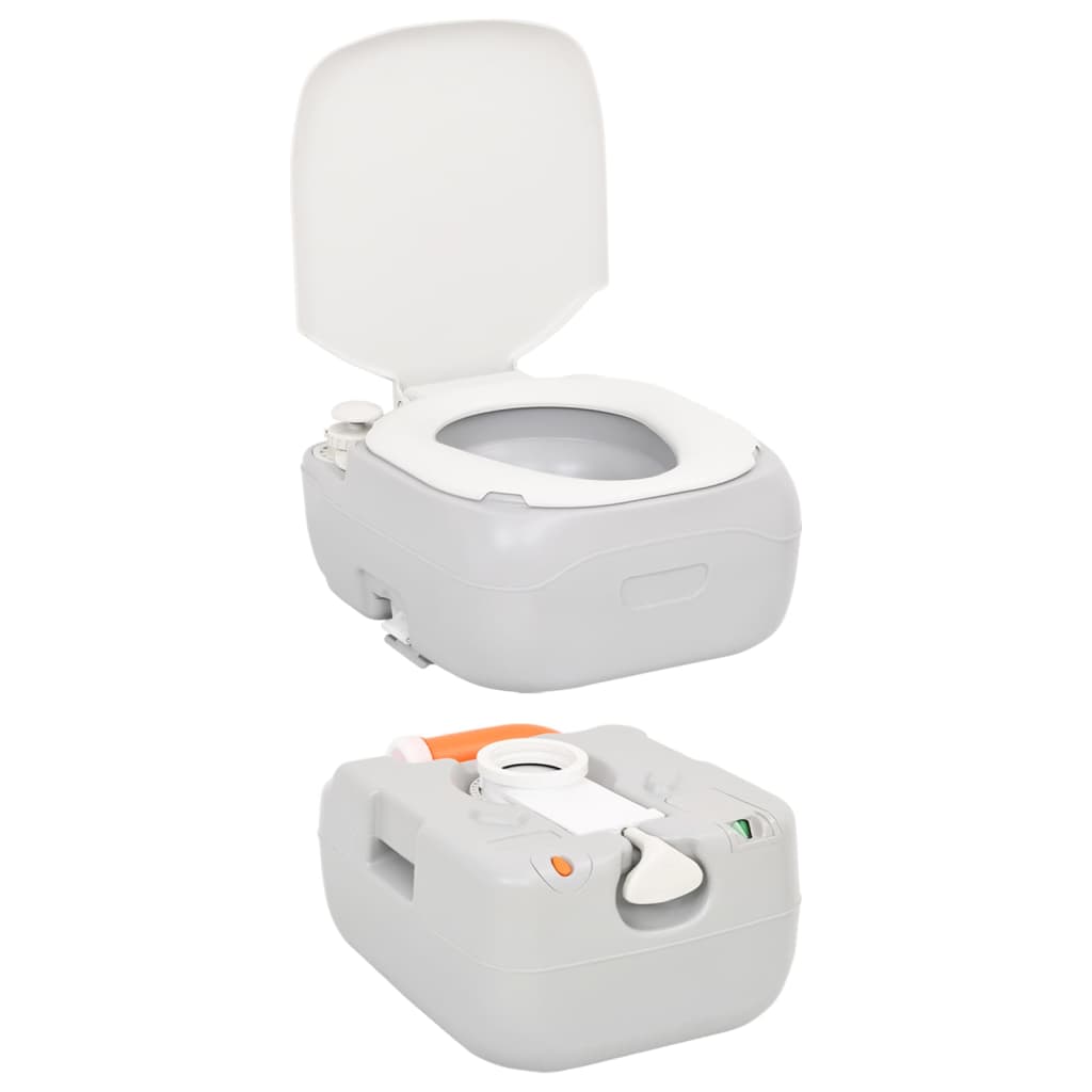 Преносима къмпинг тоалетна, сиво и бяло, 22+12 л, HDPE