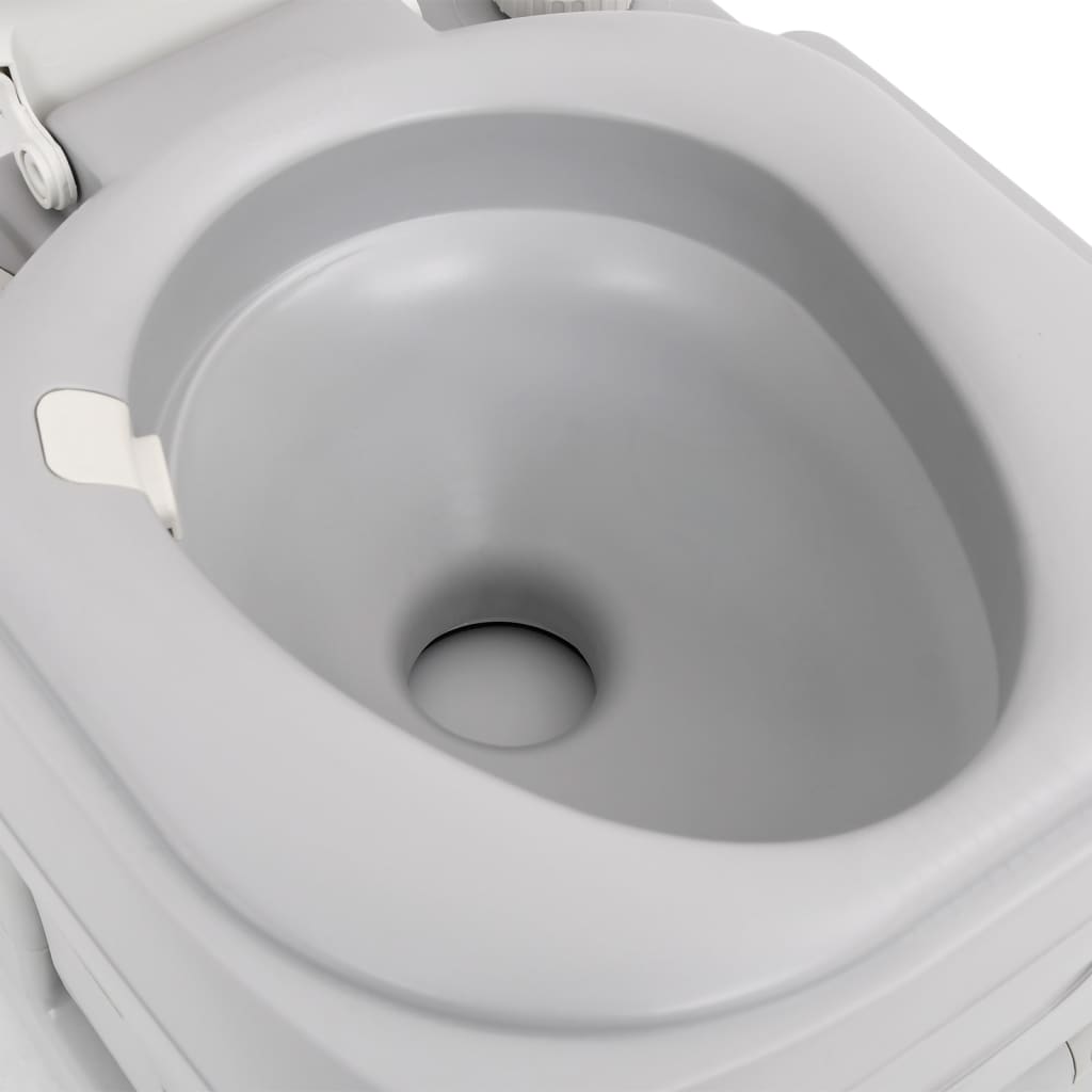 Преносима къмпинг тоалетна, сиво и бяло, 22+12 л, HDPE