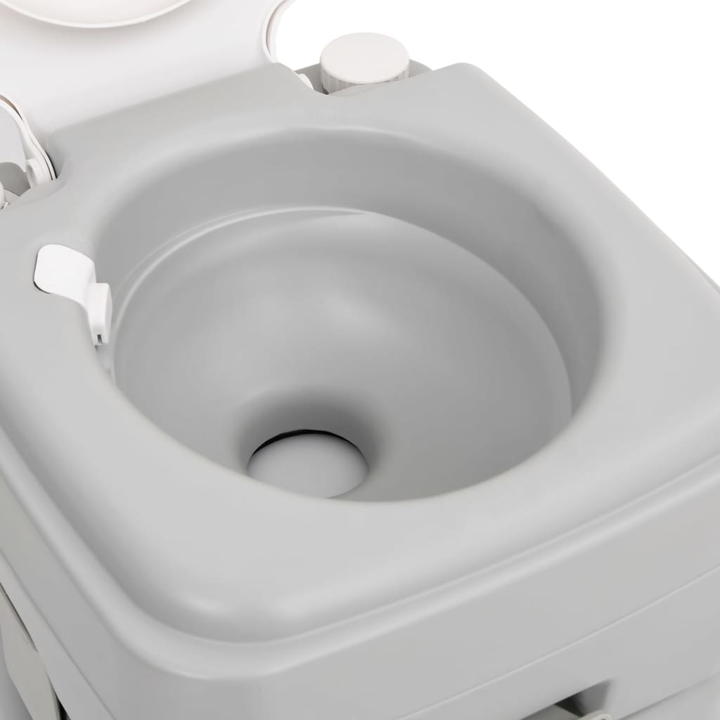 Преносима къмпинг тоалетна, сиво и бяло, 20+10 л, HDPE