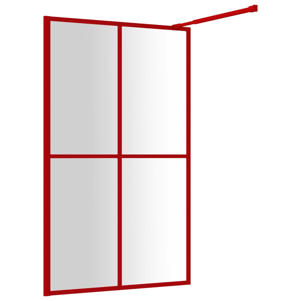 Стена за душ с прозрачно ESG стъкло, червена, 118x195 см