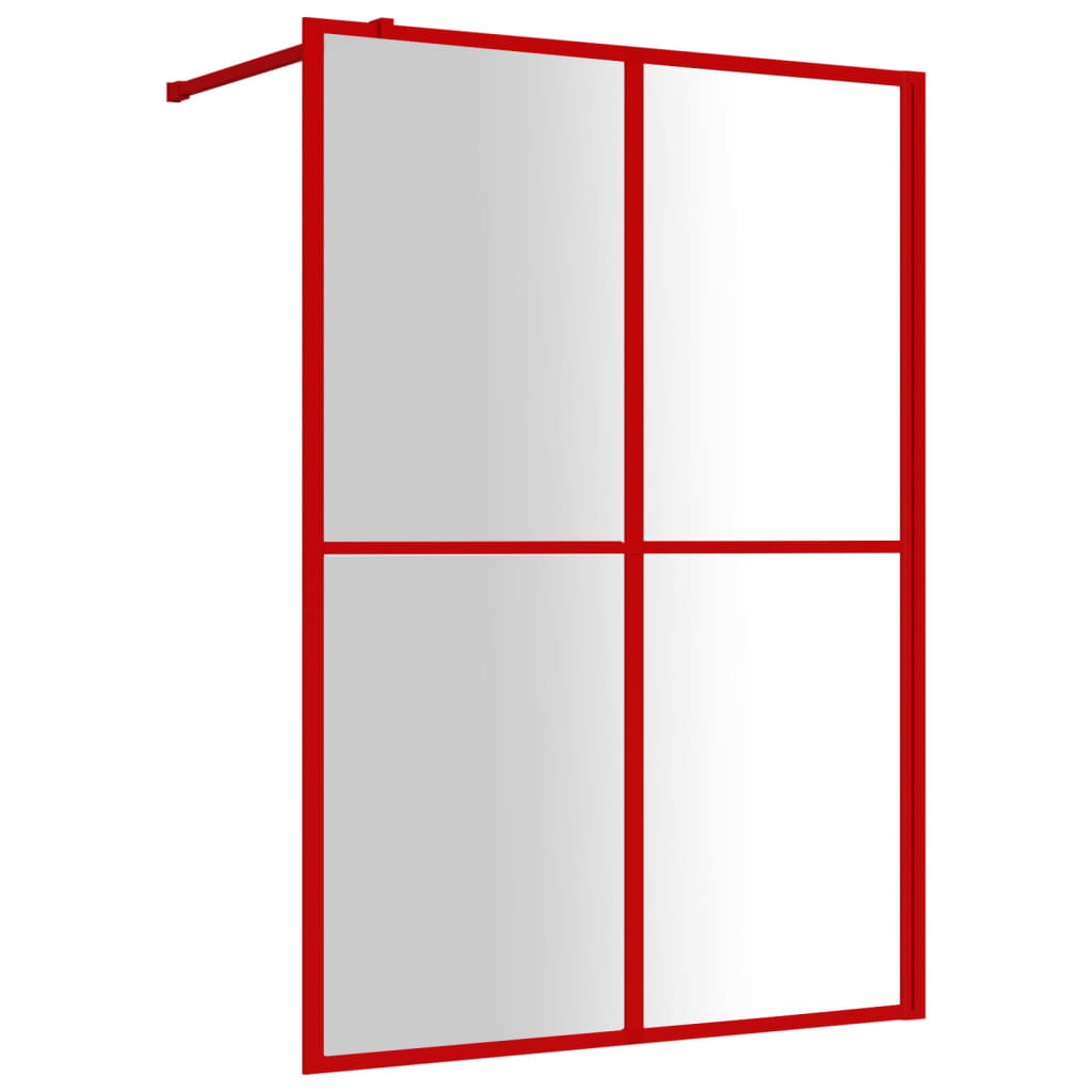 Стена за душ с прозрачно ESG стъкло, червена, 140x195 см