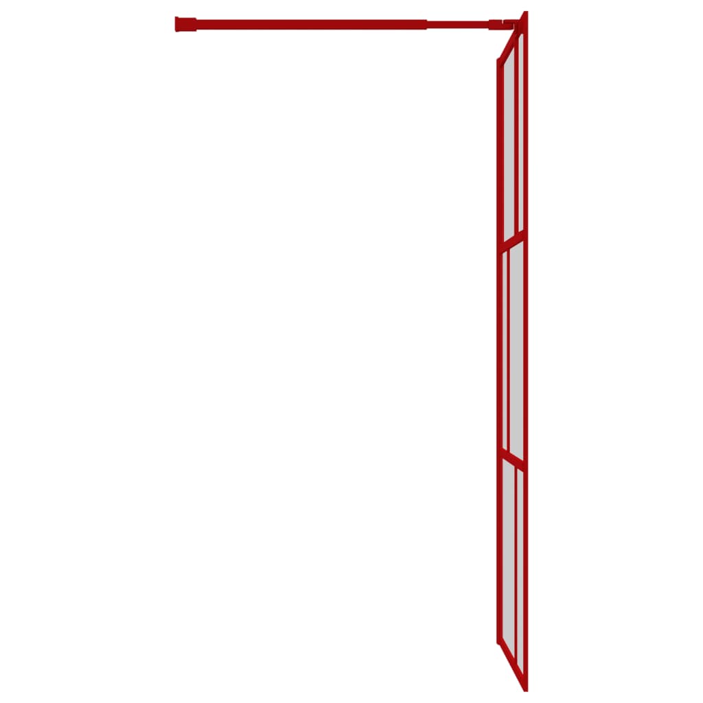 Стена за душ с прозрачно ESG стъкло, червена, 90x195 см