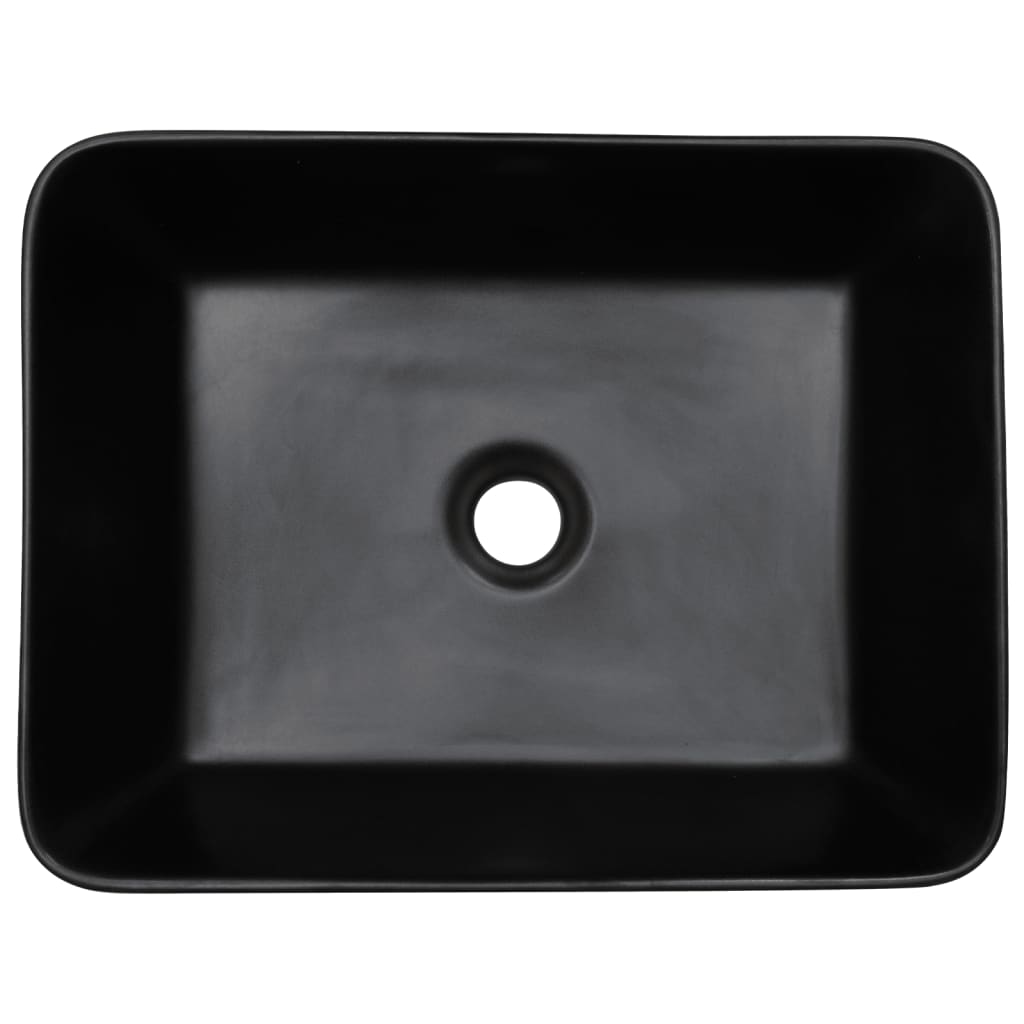 Мивка за плот, черна, правоъгълна, 46x35,5x13 см, керамика