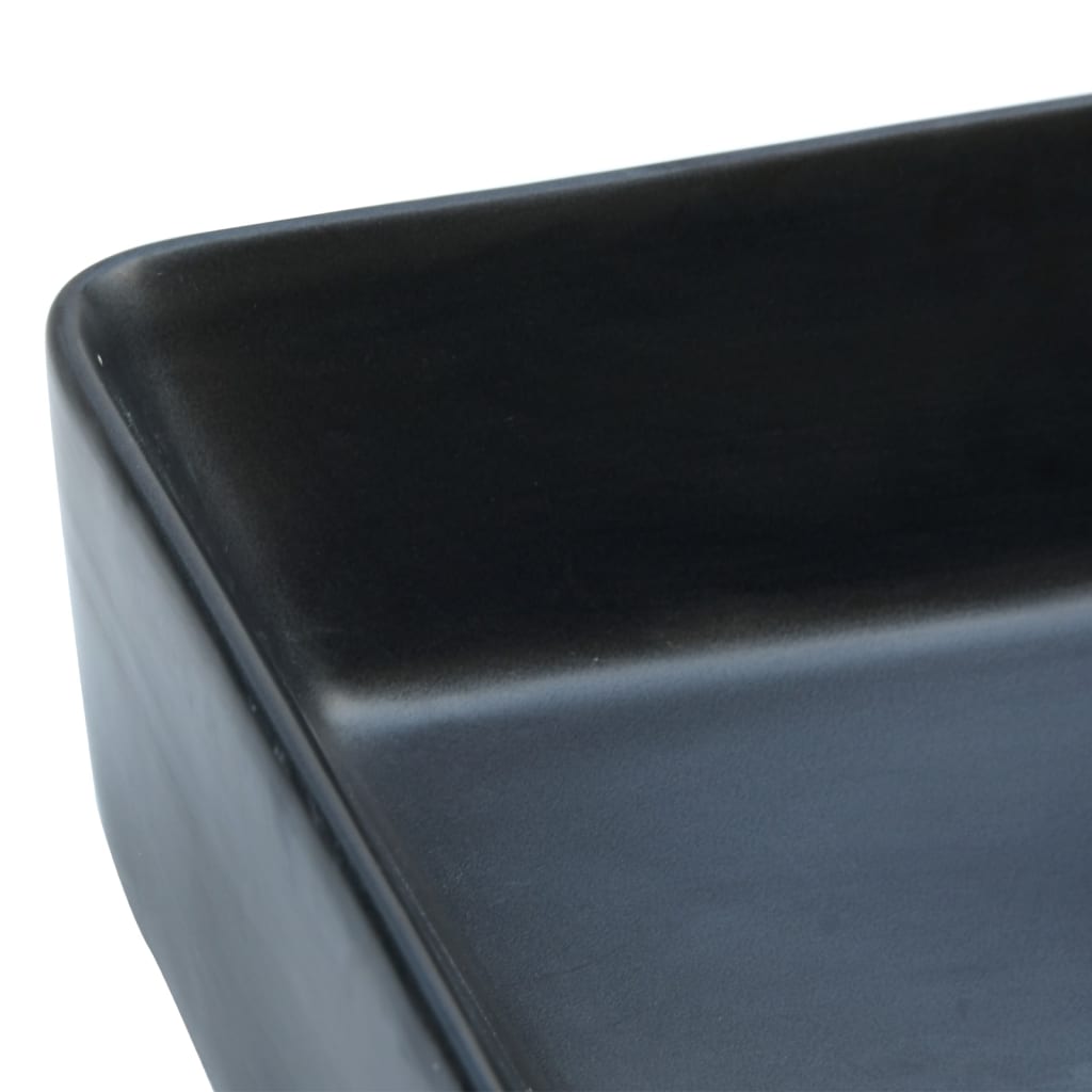 Мивка за плот, черна, правоъгълна, 46x35,5x13 см, керамика