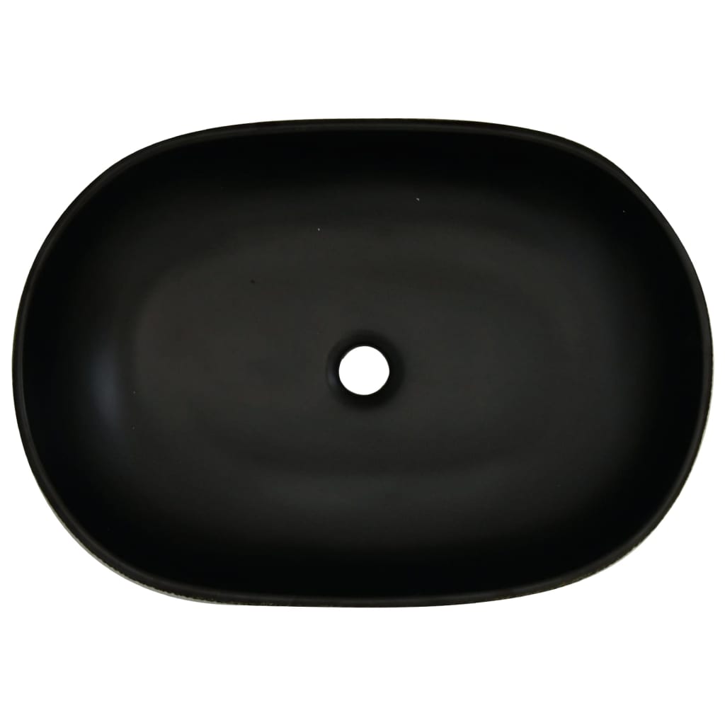 Мивка за плот, черна, овална, 59x40x14 см, керамика