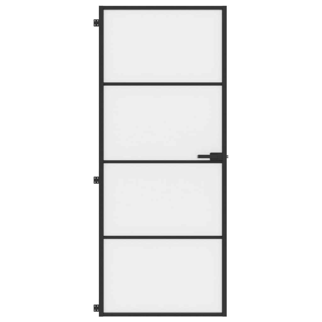 Интериорна врата черна 83x201,5 см закалено стъкло и алуминий
