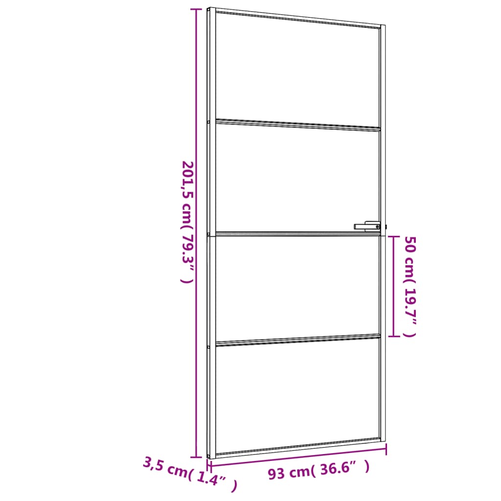Интериорна врата черна 93x201,5 см закалено стъкло и алуминий