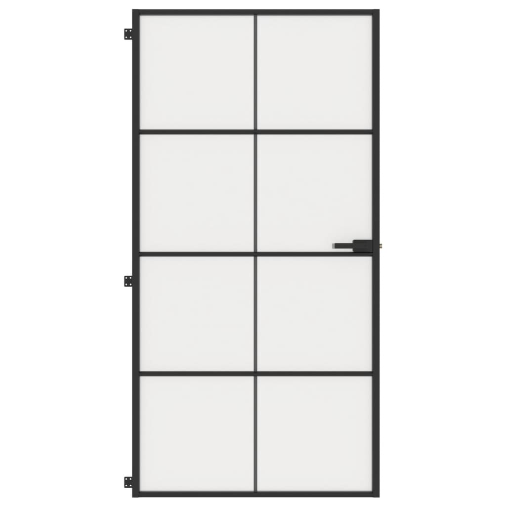 Интериорна врата черна 102,5x201,5 см закалено стъкло/алуминий