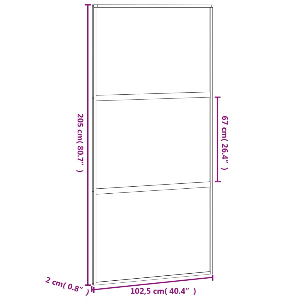 Плъзгаща се врата бяла 102,5x205 см закалено стъкло и алуминий