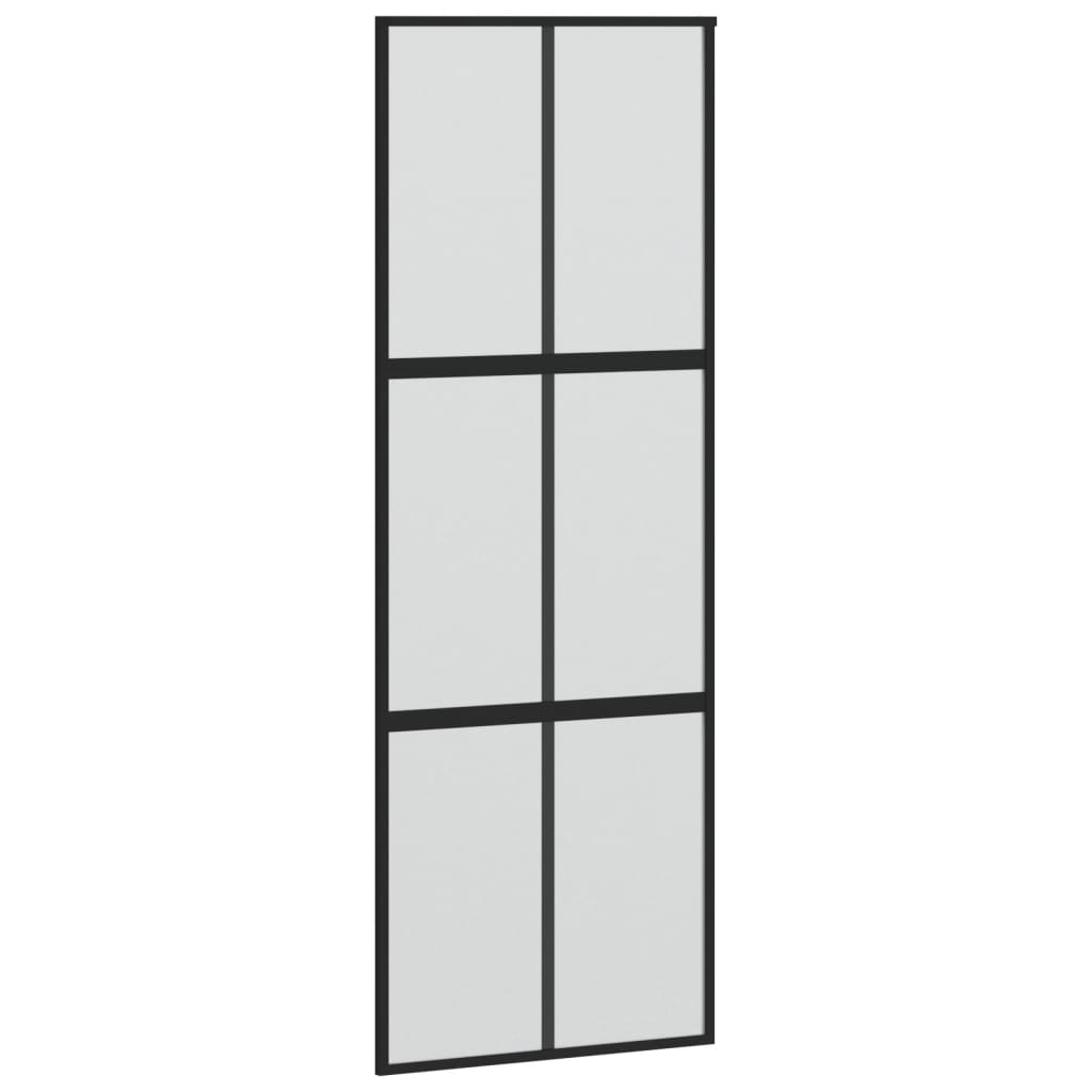 Плъзгаща се врата, черна, 90x205 см, закалено стъкло и алуминий